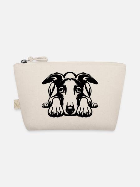 Whippet Head with Paws - Organic Pouch - nature - Front