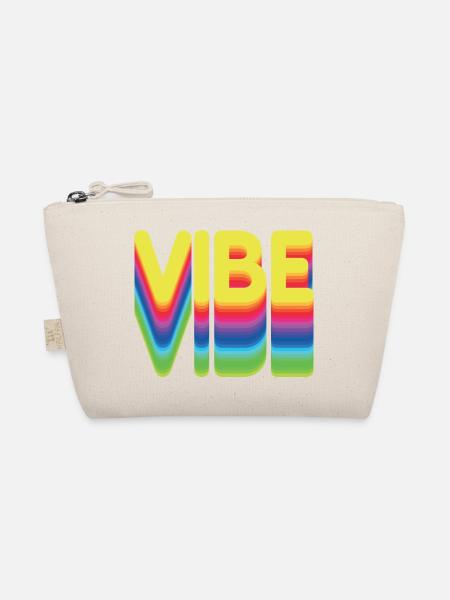 Nur gute Vibes - retro style - Bio-Täschchen - Natur - Vorne