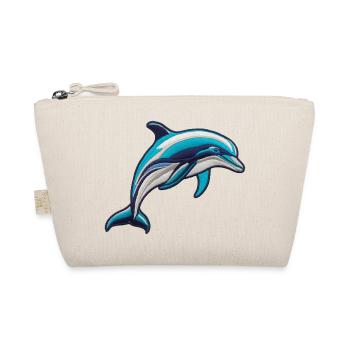 Embroidered Dolphin - Organic Pouch - nature - Front