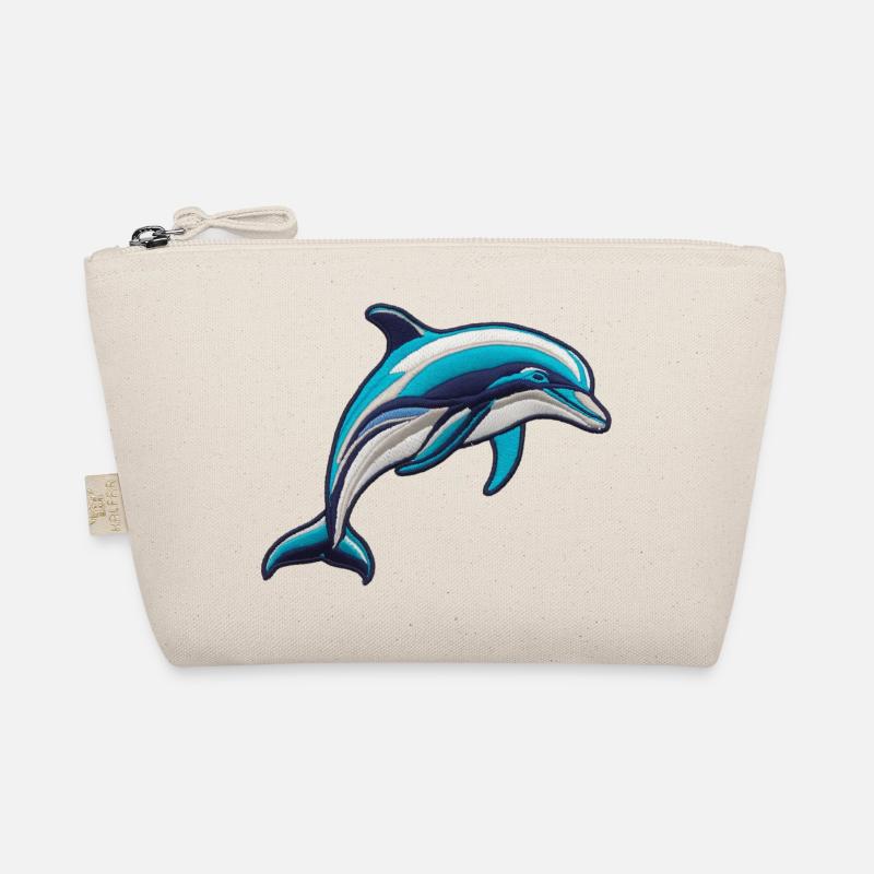 Embroidered Dolphin Organic Pouch