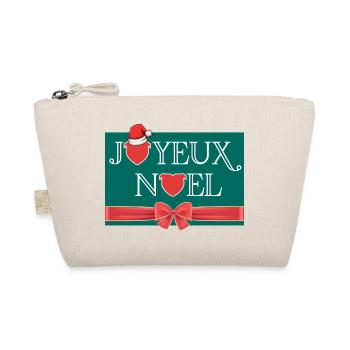 Joyeux Noël tête de cœur staffie et nœud cadeau - Trousse biologique - nature - Devant