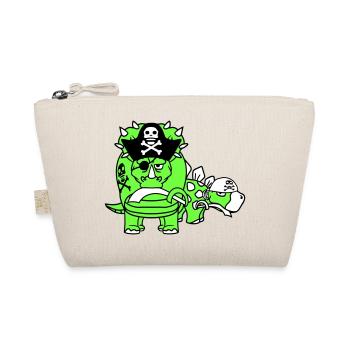 Triceratops Stegosaurus 2 Dinosaur Pirate Dino - Organic Pouch - nature - Front