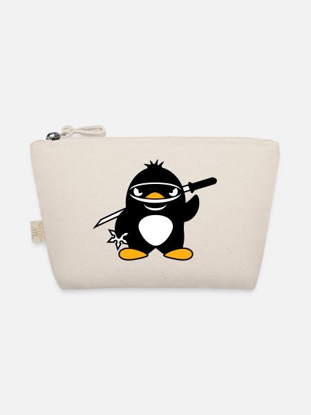 Pingouin Ninja Samouraï Japonais Katana Fighter - Trousse biologique - nature - Devant