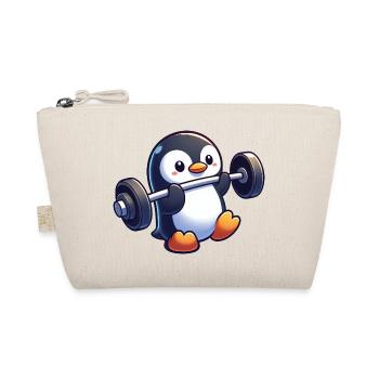 Cute Penguin Barbell Fitness Cartoon - Organic Pouch - nature - Front