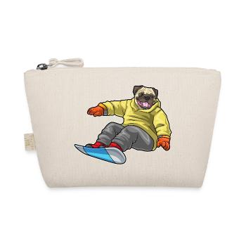 Pug Snowboarder Snowboard - Organic Pouch - nature - Front