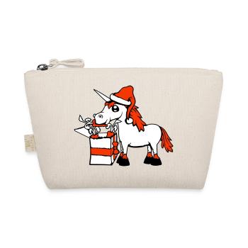 Unicorn Christmas Santa Claus Gifts Hat - Organic Pouch - nature - Front