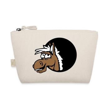 Horse Laughing Funny Hole Funny Grimace Cartoon - Organic Pouch - nature - Front