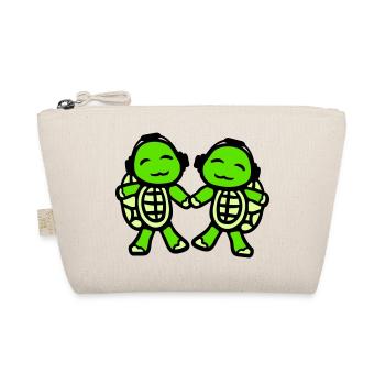 2 tortues mains tenant couple amour écouteurs - Trousse biologique - nature - Devant