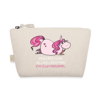 Lustige Dickes Einhorn Spruch Molliges Einhorn - Bio-Täschchen - Natur - Vorne
