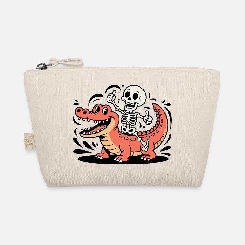 Skeleton Rider on Red Crocodile Organic Pouch