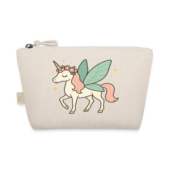 Cute Fairy Unicorn with Flowers and Sparkles - Organic Pouch - nature - Front