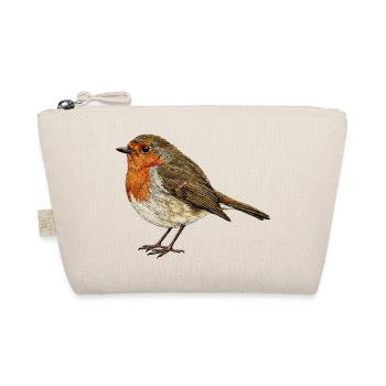 Embroidered robin minimalist (printed) - Organic Pouch - nature - Front