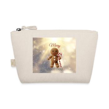 Gingerbread Man with Candy Cane Christmas - Organic Pouch - nature - Front