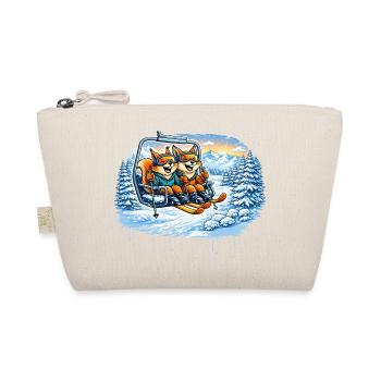 Squirrel & Fox in the Ski Lift – Winter Fun - Organic Pouch - nature - Front