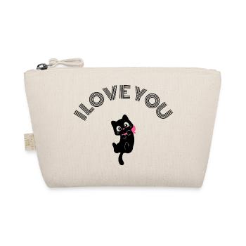 Adorable Chat Noir Rétracte Nœud Rose Rose Valentine - Trousse biologique - nature - Devant