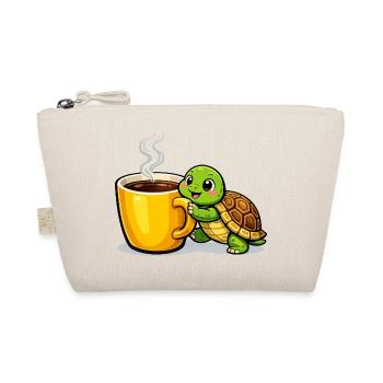 Kaffeeturtle mit dampfendem Becher - Bio-Täschchen - Natur - Vorne