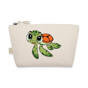 Cheerful Turtle Caricature - Organic Pouch - nature - Front