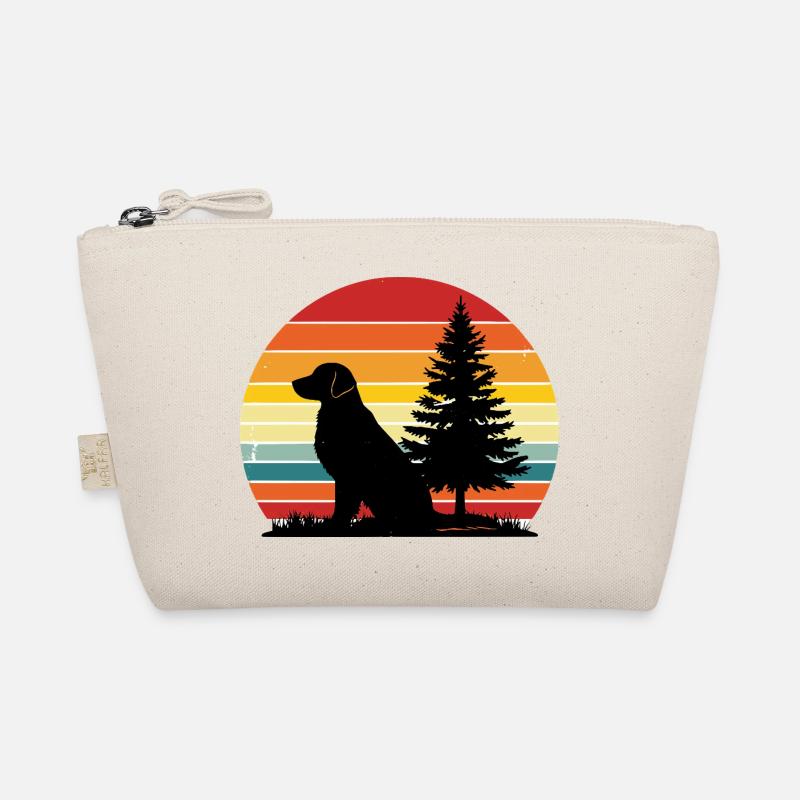 Retro Dog Silhouette Forest Sunset Organic Pouch