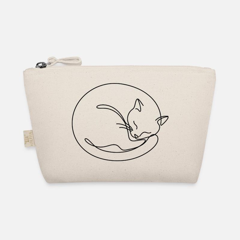 Minimalistische schlafende Katzen-Einzeilen-Kunst Bio-Täschchen
