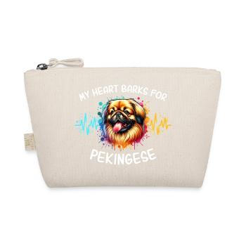 Pekingese Heart Line - Organic Pouch - nature - Front