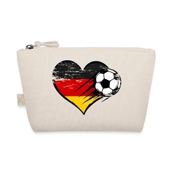 Deutschland Flagge Fußball mit Herz used - Bio-Täschchen - Natur - Vorne