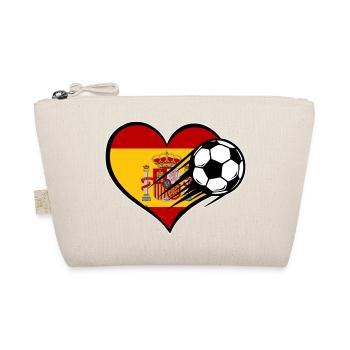 Spanien Flagge Fußball mit Herz - Bio-Täschchen - Natur - Vorne