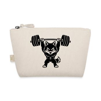 Muscle wolf lifts heavy dumbbell - Organic Pouch - nature - Front