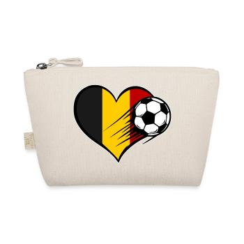 Belgien Flagge Fußball mit Herz - Bio-Täschchen - Natur - Vorne