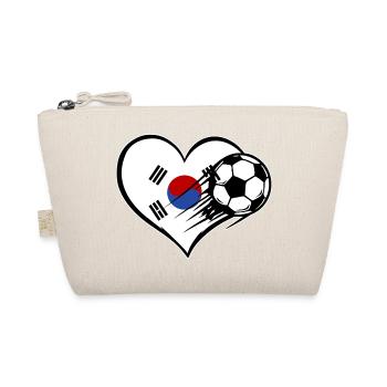 Südkorea Flagge Fußball mit Herz - Bio-Täschchen - Natur - Vorne