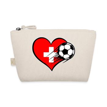 Schweiz Flagge Fußball mit Herz - Bio-Täschchen - Natur - Vorne