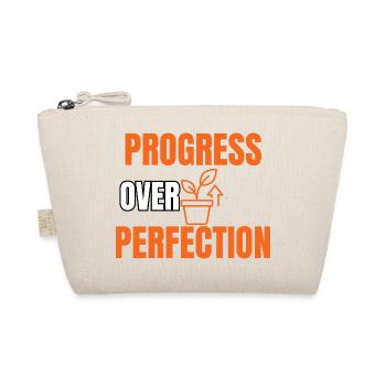 Fortschritt über Perfektion – minimalistische Typografie - Bio-Täschchen - Natur - Vorne