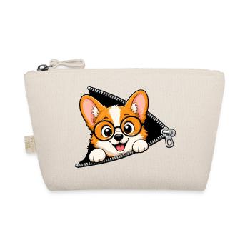 Corgi Hund Reißverschluss - Bio-Täschchen - Natur - Vorne