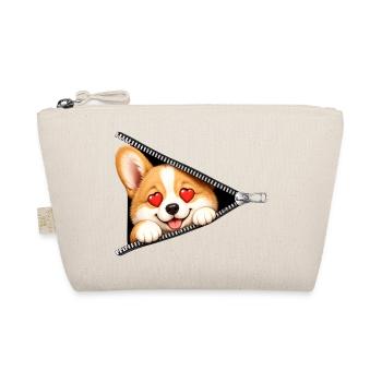 Corgi Hund Reißverschluss - Bio-Täschchen - Natur - Vorne