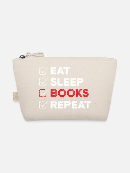 Essen Schlaf Bücher Wiederholen Buchliebhaber-Geschenk - Bio-Täschchen - Natur
