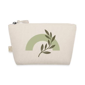 Olive bow and minimalist branch - Organic Pouch - nature - Front