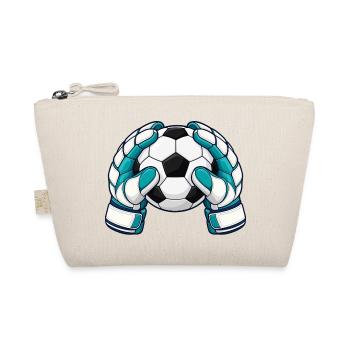 Torwarthandschuhe halten einen Fußball - Bio-Täschchen - Natur - Vorne