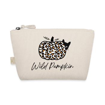 Halloween Katze – Leopard Kürbis, Halloween Shirt - Bio-Täschchen - Natur - Vorne