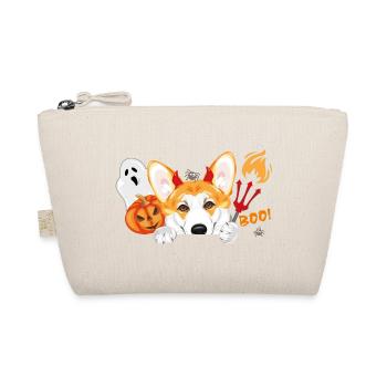 Peeking Corgi dog with Halloween fancy accessories - Organic Pouch - nature - Front