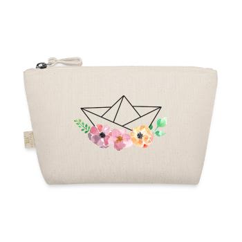 Papierschiff mit Aquarell Blumen - Bio-Täschchen - Natur - Vorne