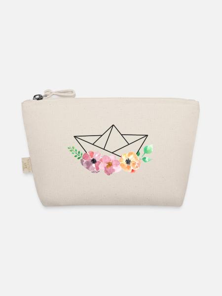 Navire en papier avec des fleurs aquarelles - Trousse biologique - nature - Devant