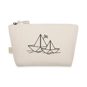 Papierschiff Herz Papierboot 2 Papierschiffe Paare - Bio-Täschchen - Natur - Vorne