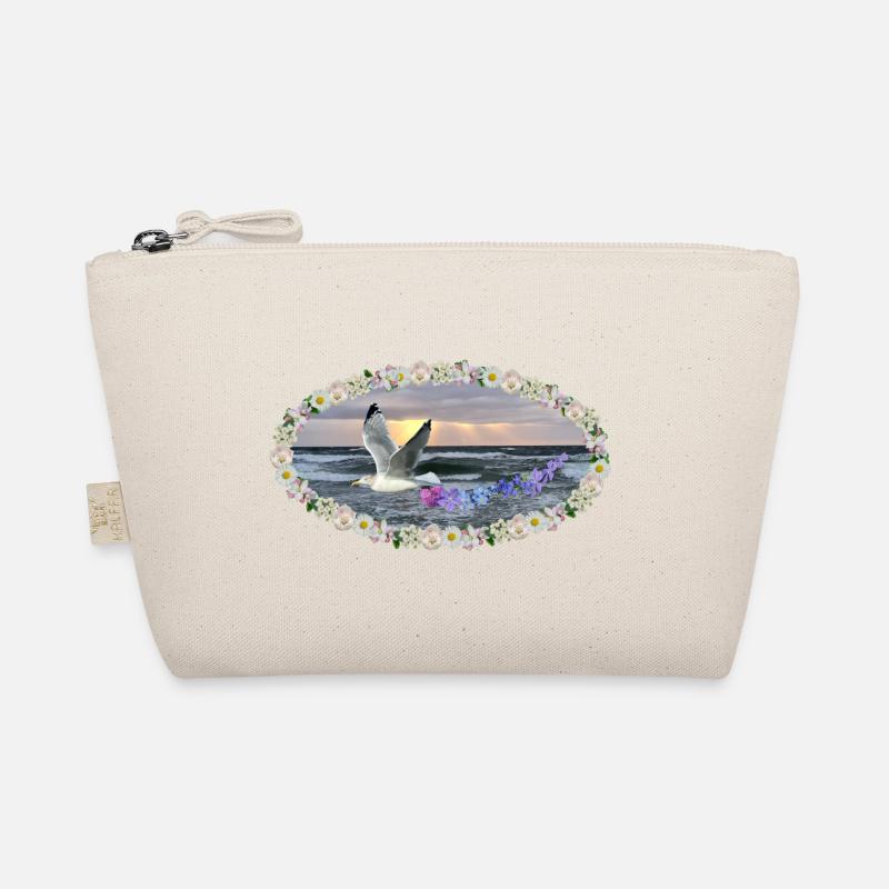 Meer Blüten Kunst Möwe sunset Jugendstil dark - Bio-Täschchen - Natur