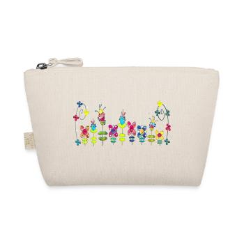 Vintage Flower Power fröhliche Blumen - Bio-Täschchen - Natur - Vorne