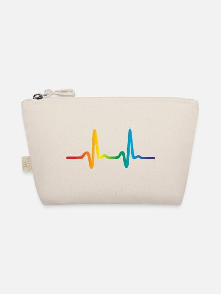 Lgbt Regenbogen Herzschlag, Pride EKG Puls - Bio-Täschchen - Natur