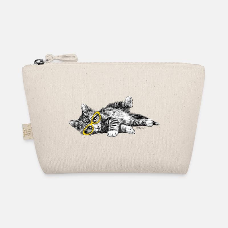 PD Moreno Lying cat with glasses Organic Pouch