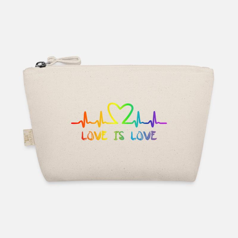 LGBT Love Regenbogen Herzschlag - Bio-Täschchen - Natur