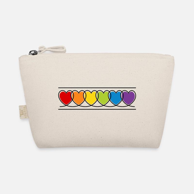 LGBT CSD LGBTQ+ HERZ REGENBOGEN HERZEN PRIDE MONTH - Bio-Täschchen - Natur