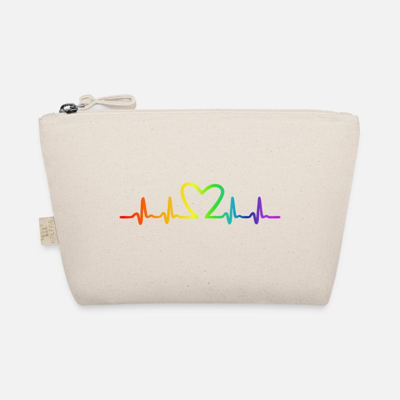 LGBT Regenbogen Herzschlag - Bio-Täschchen - Natur