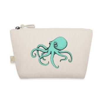 Oktopus grün cool Kraken Geschenk Geburtstag - Bio-Täschchen - Natur - Vorne