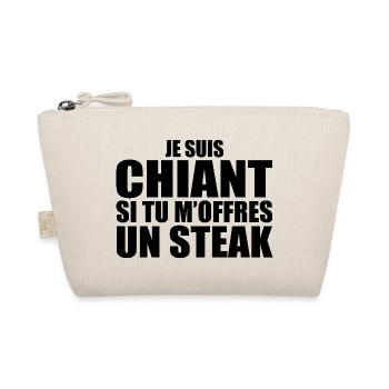 Man who loves it: Steak. Funny Design Humor - Organic Pouch - nature - Front